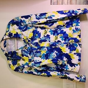 Dressbarn Women's Light Jacket in Blue and Yellow